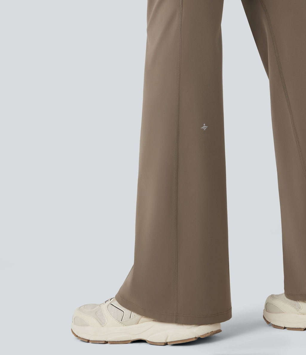 Pantalon de danse à coupe bootcut gainant taille mi-haute repliable avec fronces et poches Halara UltraSculpt™