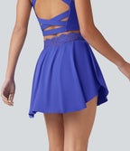 Jupe de tennis 2 en 1 SoftlyZero™ Airy, taille haute, dentelle contrastée, ourlet fendu incurvé et poches - Protection solaire UPF50+