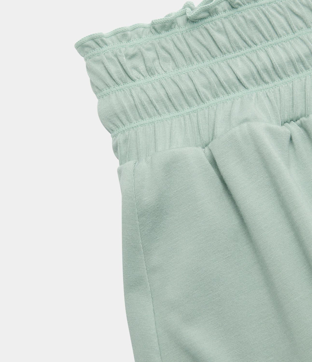 Short Casual 7,5cm Empilé Taille Haute Bordures Volantées Taille Élastique Cordon de Serrage