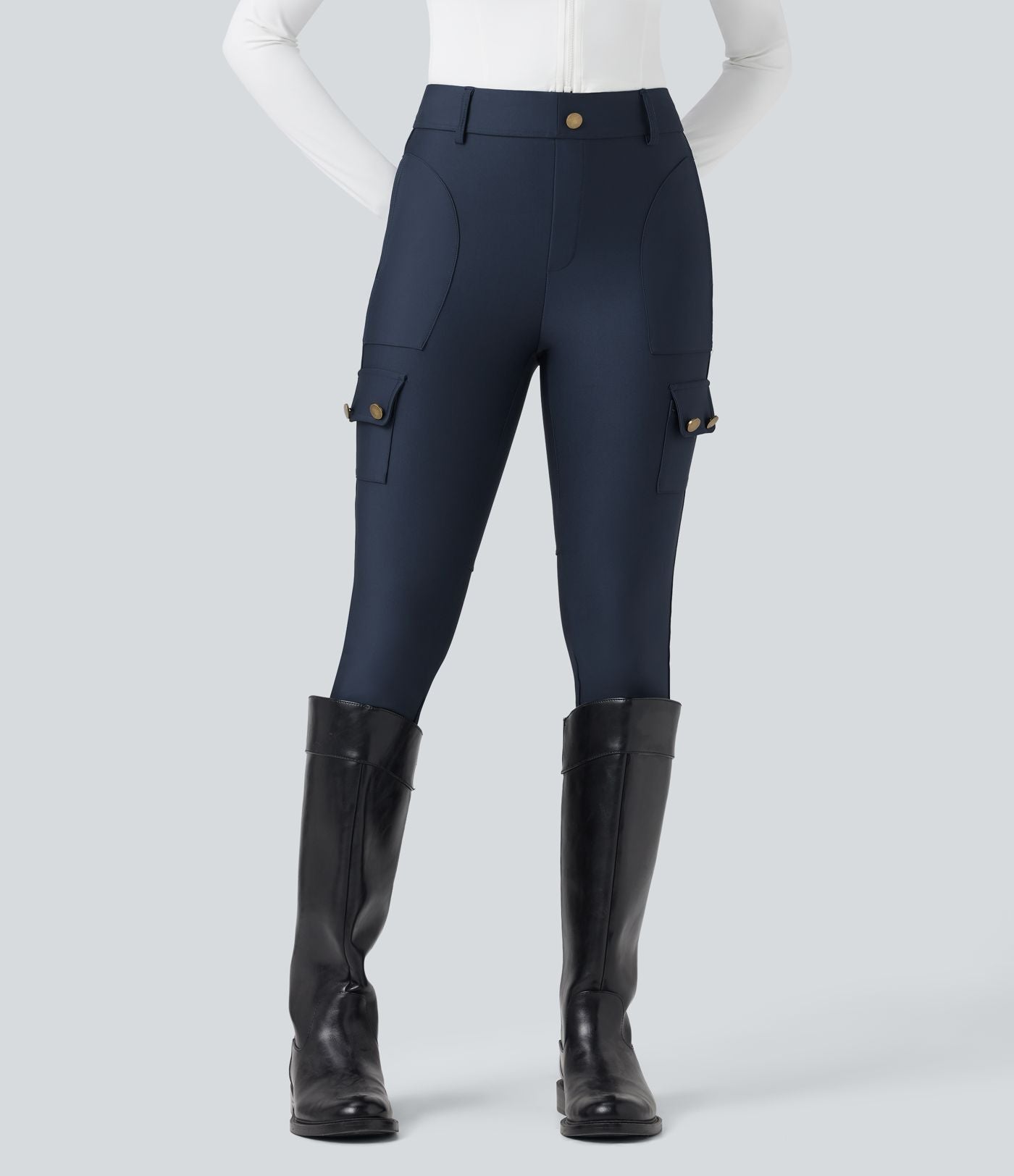 Legging 7/8 brillant taille haute avec poches