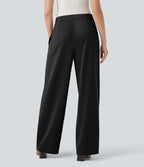 Pantalon de travail coupe droite taille haute avec chaîne métallique avec poches