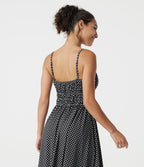 Robe nuisette midi fluide à pois avec lien à nouer à l’avant