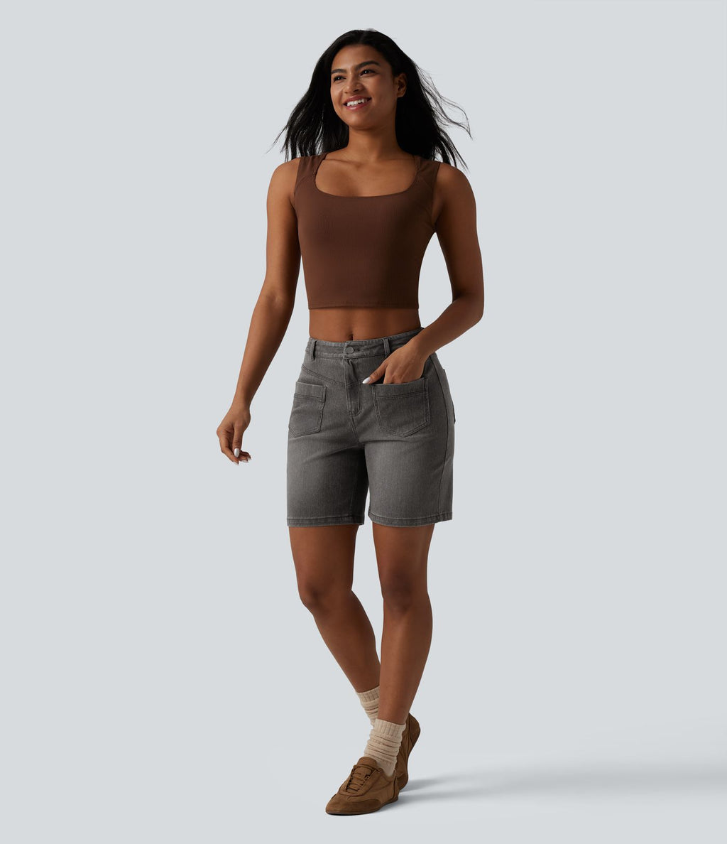 Short denim décontracté Halara Flex™ taille mi-haute 17,5 cm avec poches
