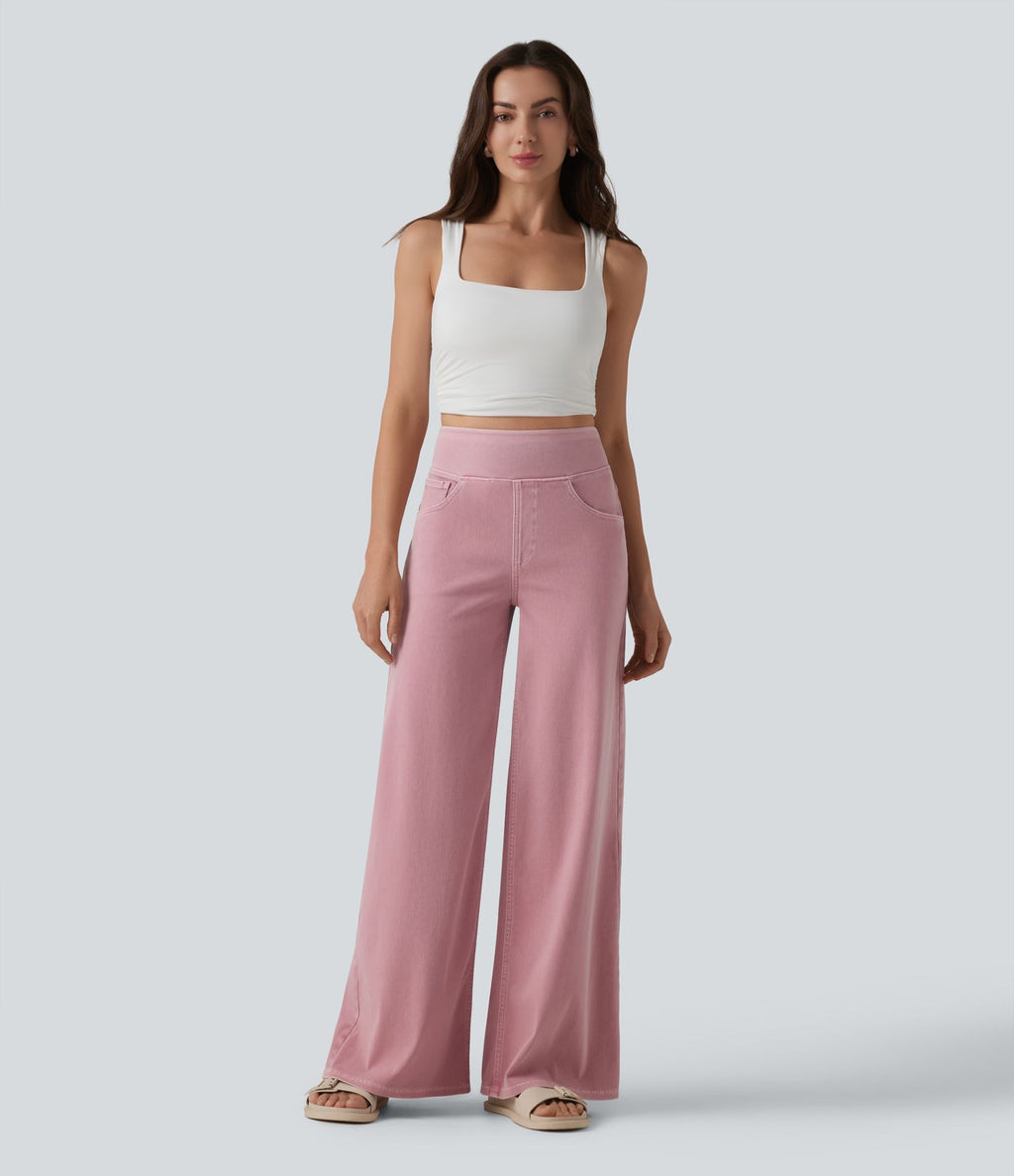 Halara Flex™ Jean large coloré casual taille haute avec poches