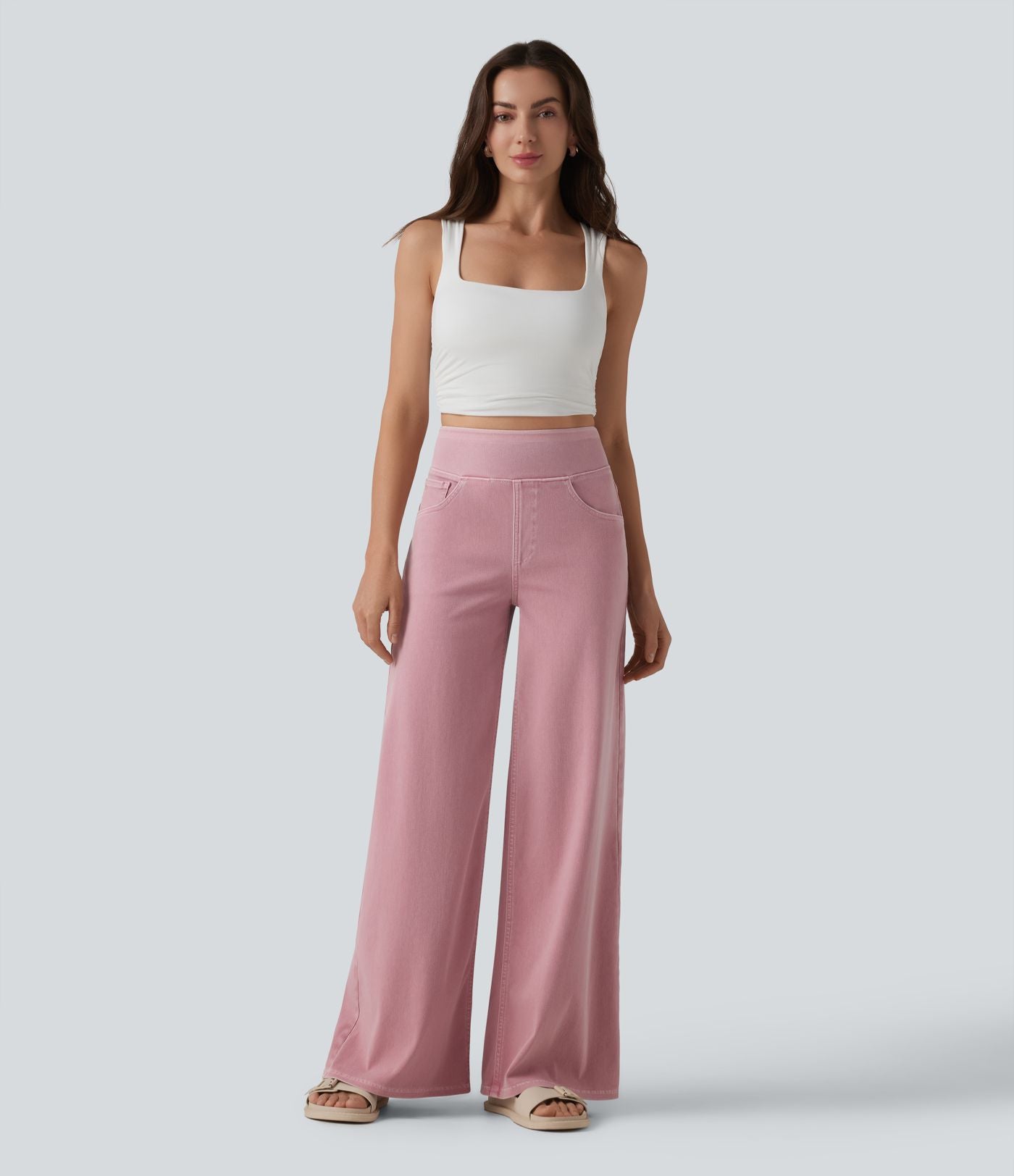 Halara Flex™ Jean large coloré casual taille haute avec poches