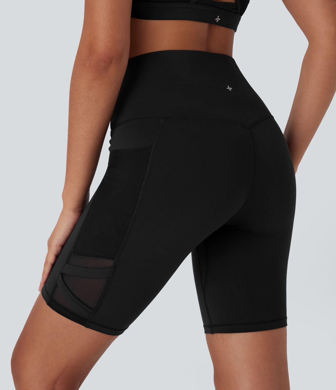 Short cycliste de yoga SpeedWave™ taille haute avec filet contrasté, séchage rapide, poches latérales - 17,5 cm