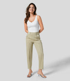 Halara Flex™ Jean Casual Tapered en Tricot Extensible Coloré avec Taille Haute et Poches Latérales