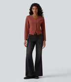 Haut casual col V manches longues avec boutons