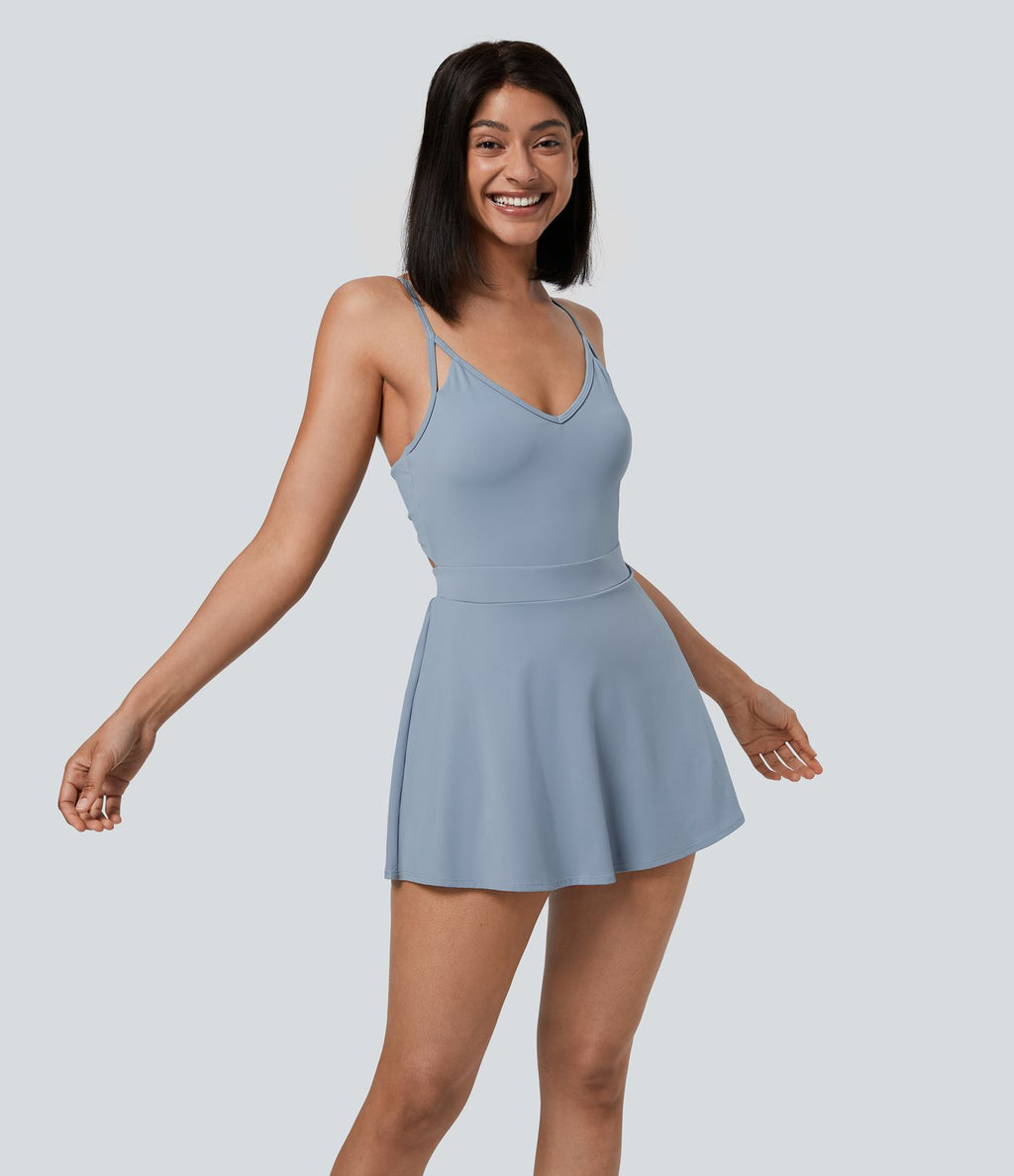 Robe Casual Mini à Dos Nu Froncée 2-en-1 avec Poches Latérales - Édition Easy Peasy