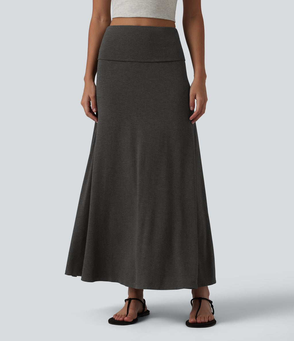 Jupe sirène casual longue taille haute avec ceinture repliable