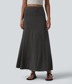 Jupe sirène casual longue taille haute avec ceinture repliable