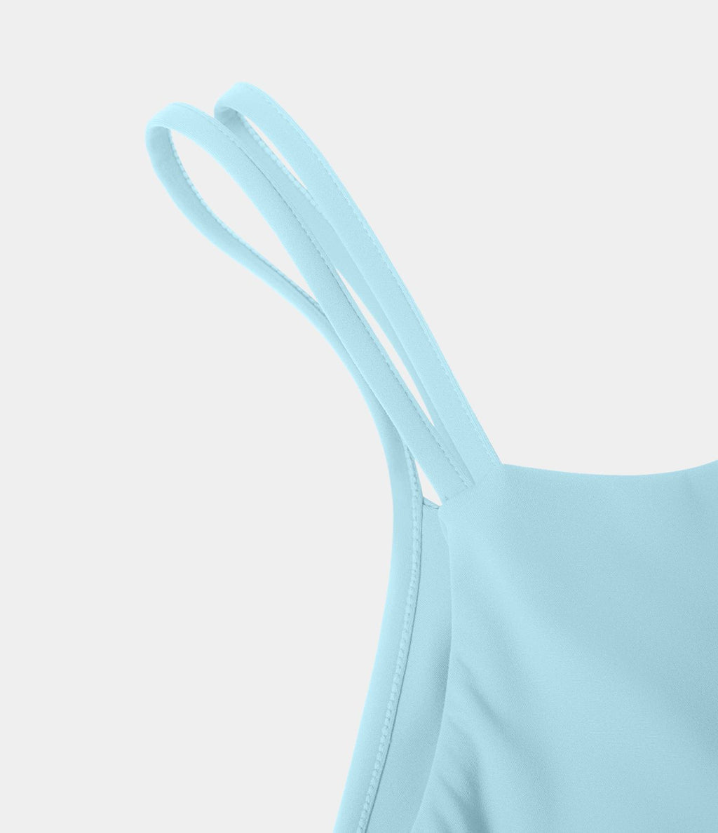 Robe de sport danse 2-pièces SoftlyZero™ Plush double bretelles caraco avec poche A-D