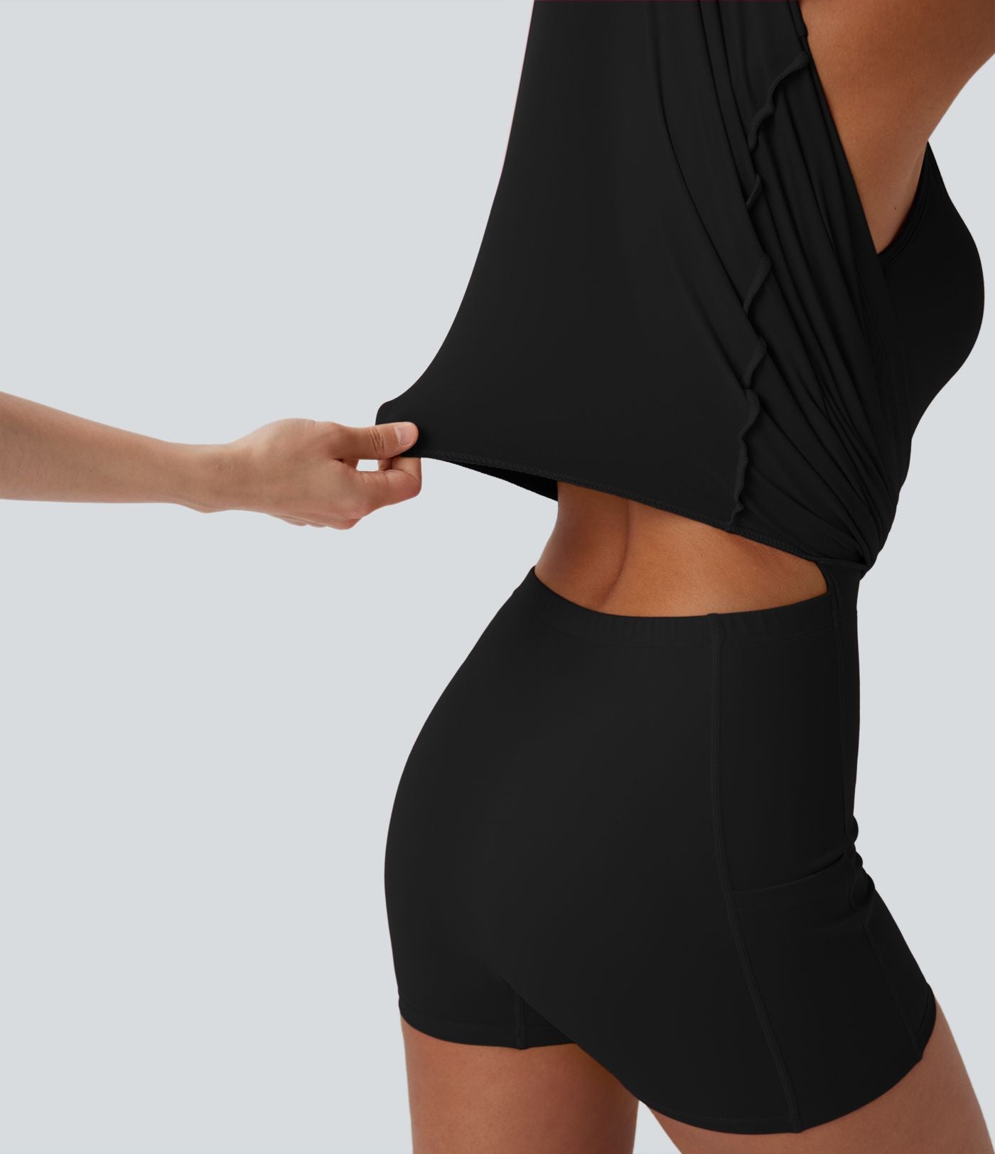 Robe de yoga active 2-en-1 Softlyzero™ Plush dos nu avec bonnets moulés push-up fermeture éclair bretelles ajustables et poches - Easy Peasy