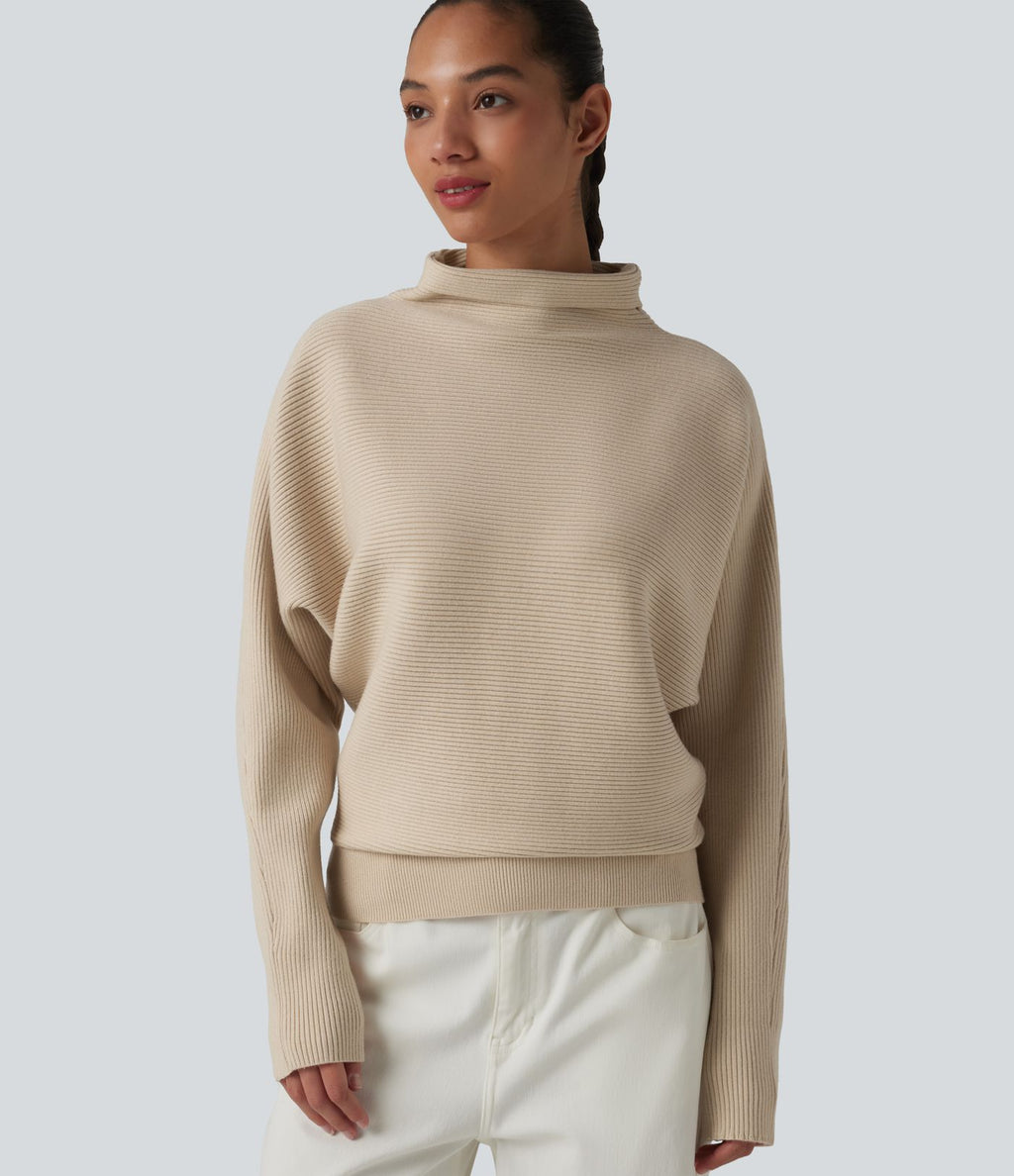 Pull casual col montant à manches chauve-souris