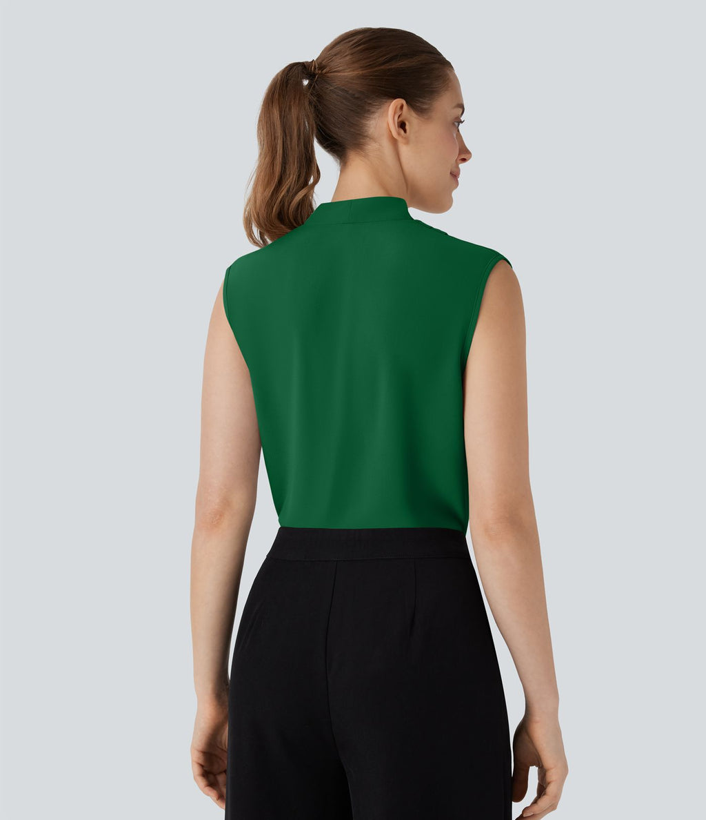 Blouse sans manches col V pour le bureau