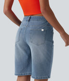Halara Flex™ Short casual en jean asymétrique taille basse avec poches