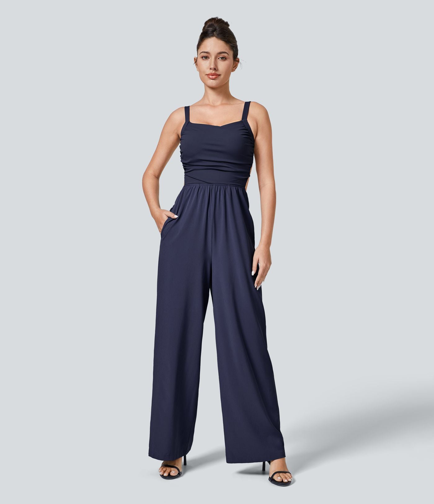 Breezeful™ Combinaison Casual Dos Nu Croisé avec Lacets et Poches Latérales à Séchage Rapide