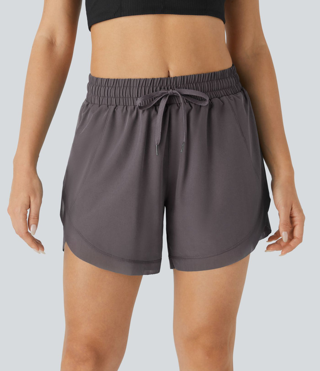 Short 12,5cm Running Fluide 2 en Taille Mi-Haut Cordon de Serrage Mesh Contrastant