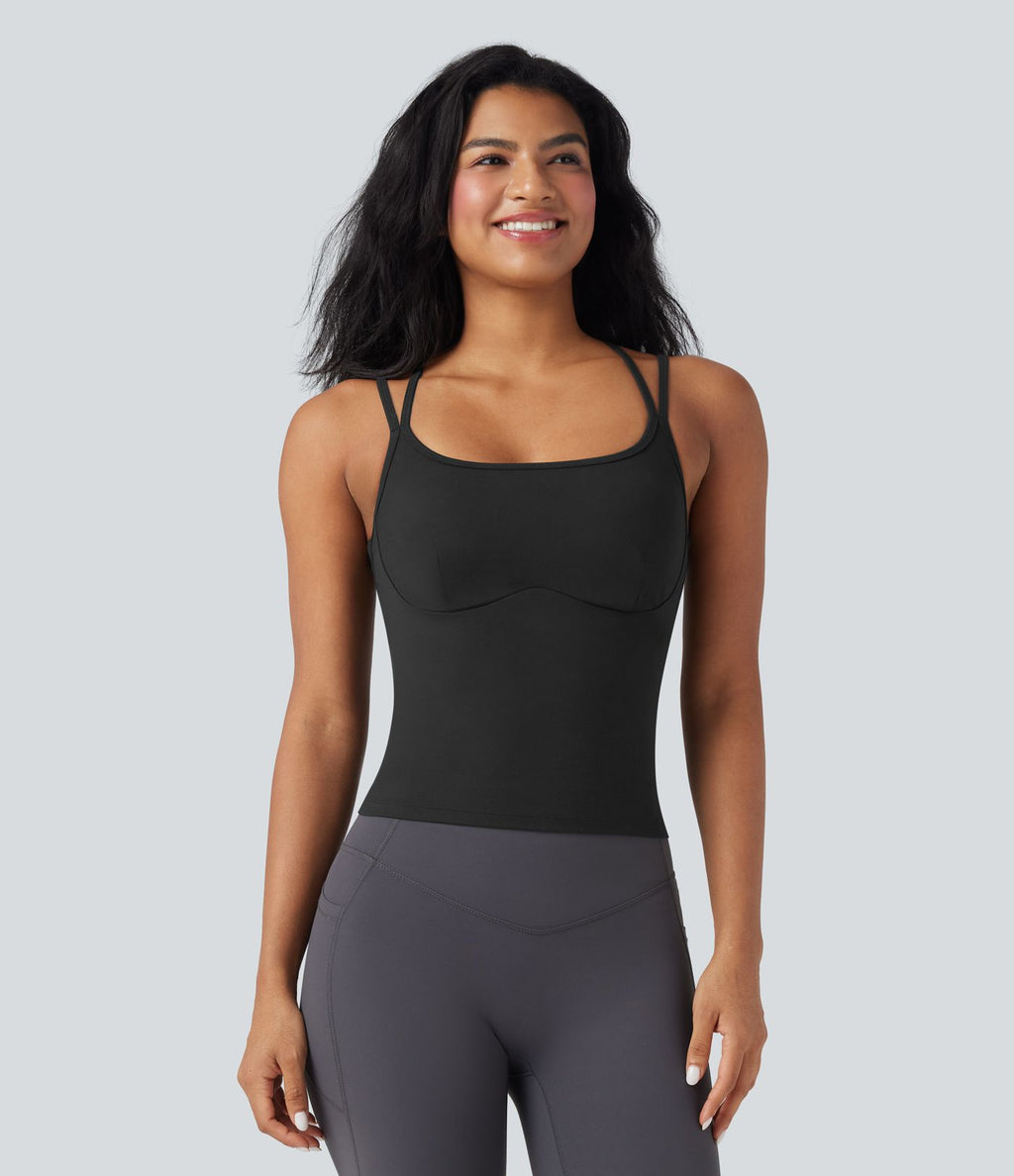 Débardeur yoga SoftlyZero™ Plush double bretelles dos croisé longueur étendue