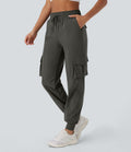 Pantalon cargo de danse taille haute avec cordon de serrage et poches multiples