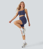 Short cycliste 12,5 cm de course gainant taille haute avec fronces et séchage rapide SoftlyZero™