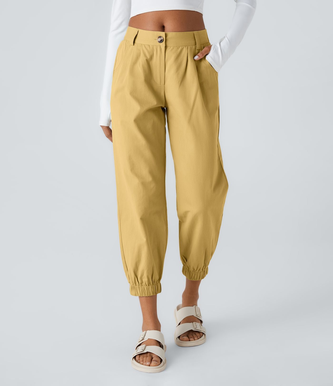 Joggings décontractés à taille mi-haute avec poches