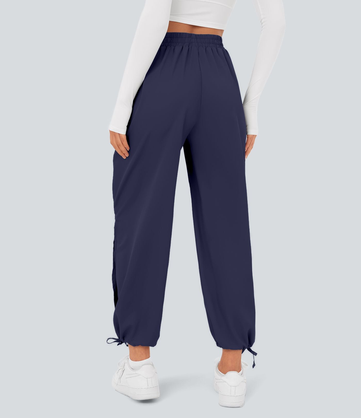 Breezeful™ Jogging Casual à Taille Haute avec Cordon de Serrage Poches Latérales Fente en Bas et Séchage Rapide