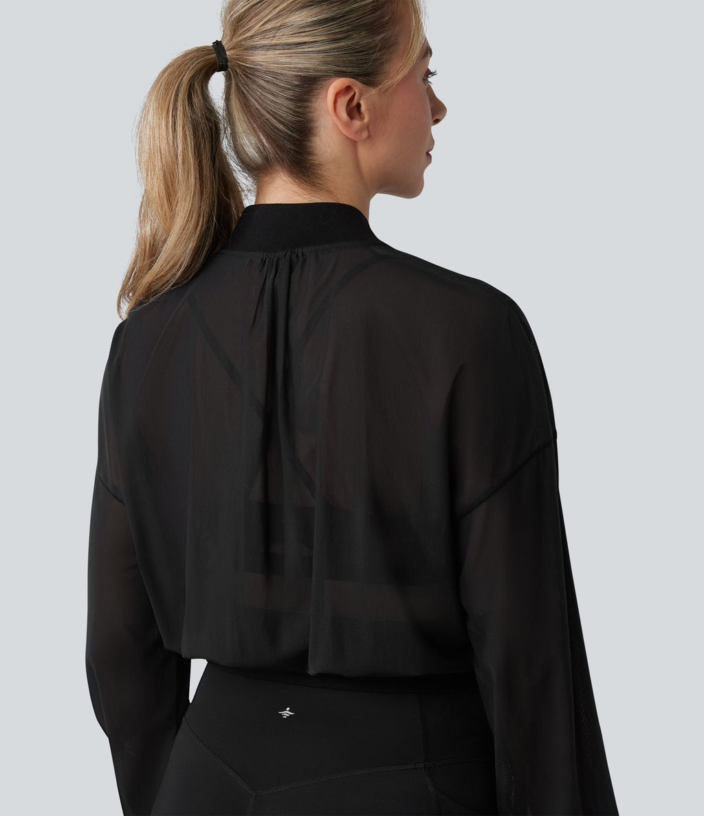 Veste bomber yoga mesh manches longues