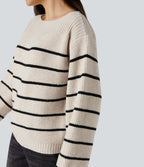 Pull tailleur rayé col bateau manches longues