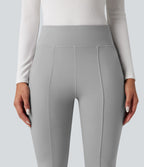 Pantalon tailleur évasé taille haute avec poches