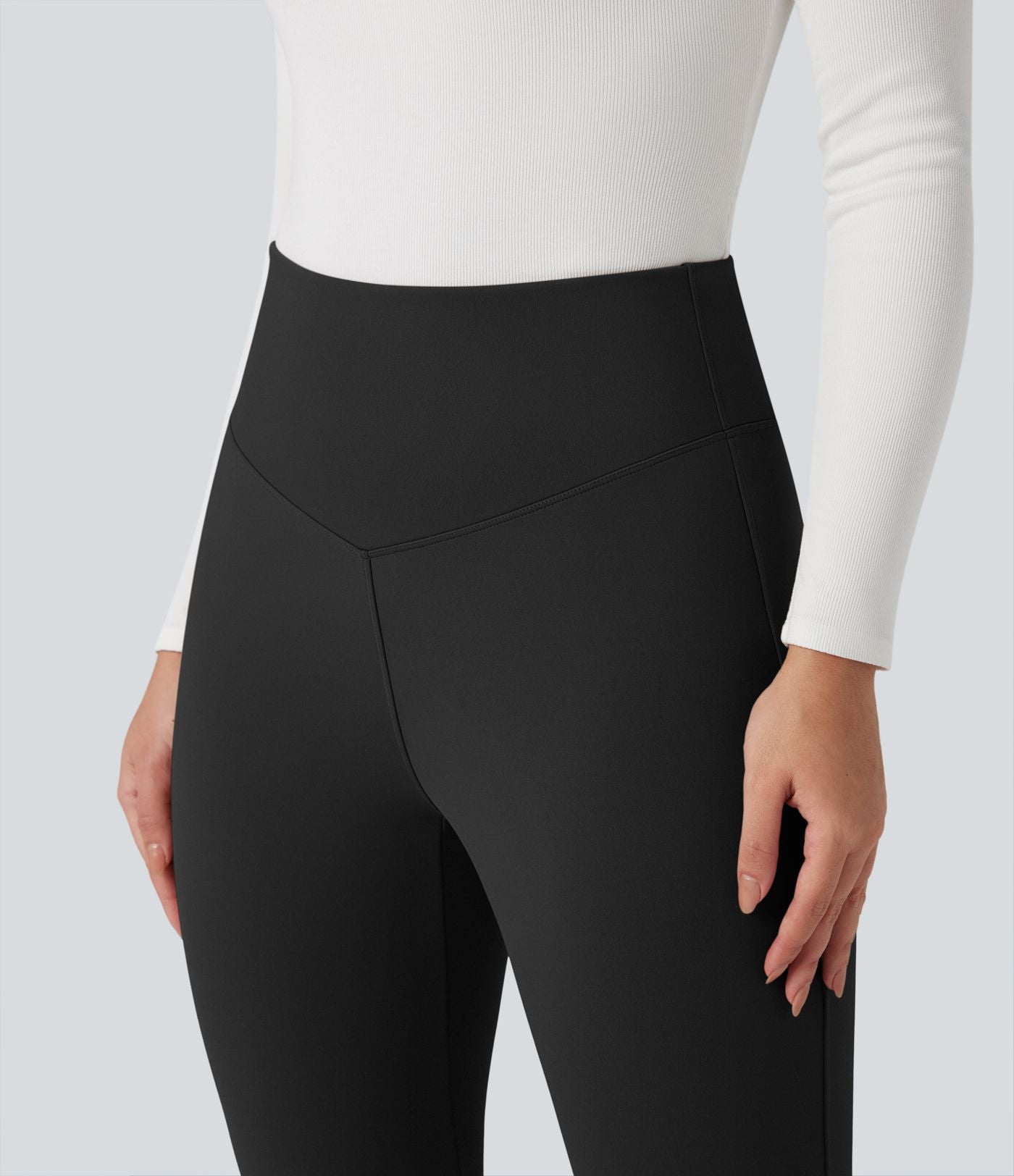 Pantalon yoga évasé polaire taille haute
