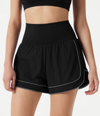 Short de yoga baggy 2-en-1 Breezeful™ taille haute à ourlet arrondi, séchage rapide, lignes réfléchissantes et poches