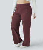 Pantalon coupe droite grande taille taille haute DayStretch avec poches