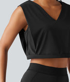 Débardeur yoga crop top SoftlyZero™ Airy col V toucher frais, protection solaire UPF50+