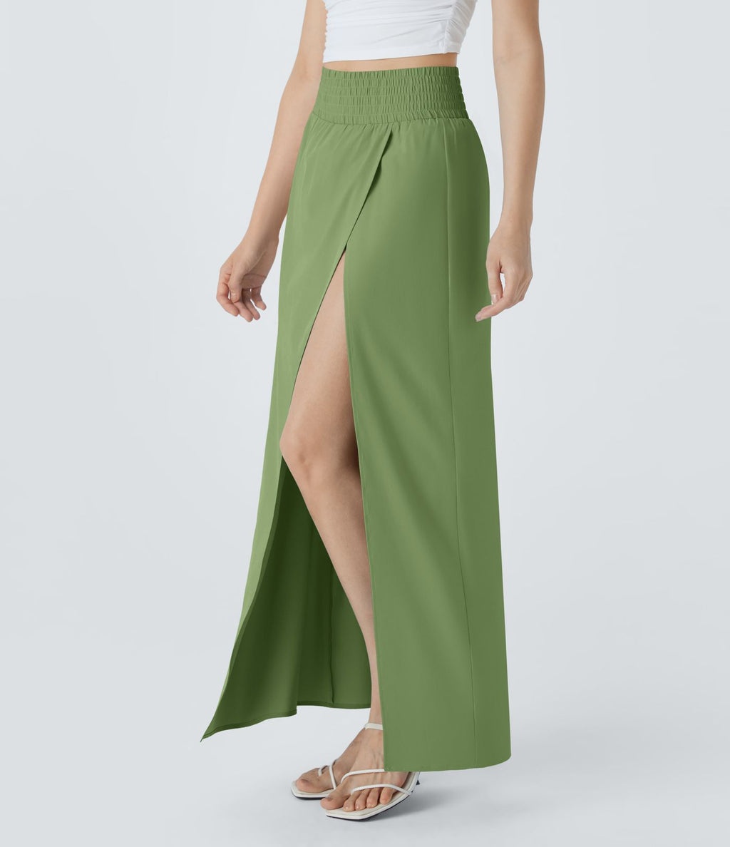 Jupe Maxi Fluide Breezeful™ 2 en 1 à Taille Haute avec Fente, Poches Latérales et Séchage Rapide