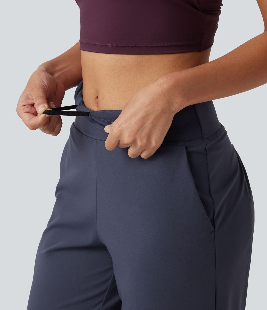 Pantalon de running court effet frais InstantCool taille haute à séchage rapide avec cordon intérieur, ourlet arrondi, poches et protection solaire UPF50+