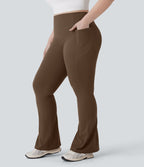 Pantalon de yoga à coupe bootcut gainant galbant taille haute grande taille avec effet scrunch et poches Halara UltraSculpt™