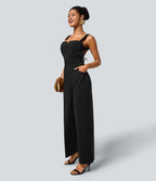 Combinaison SoftlyZero™ Airy invitée de mariage et demoiselle d'honneur dos nu avec nœud au dos, poches latérales effet frais InstantCool