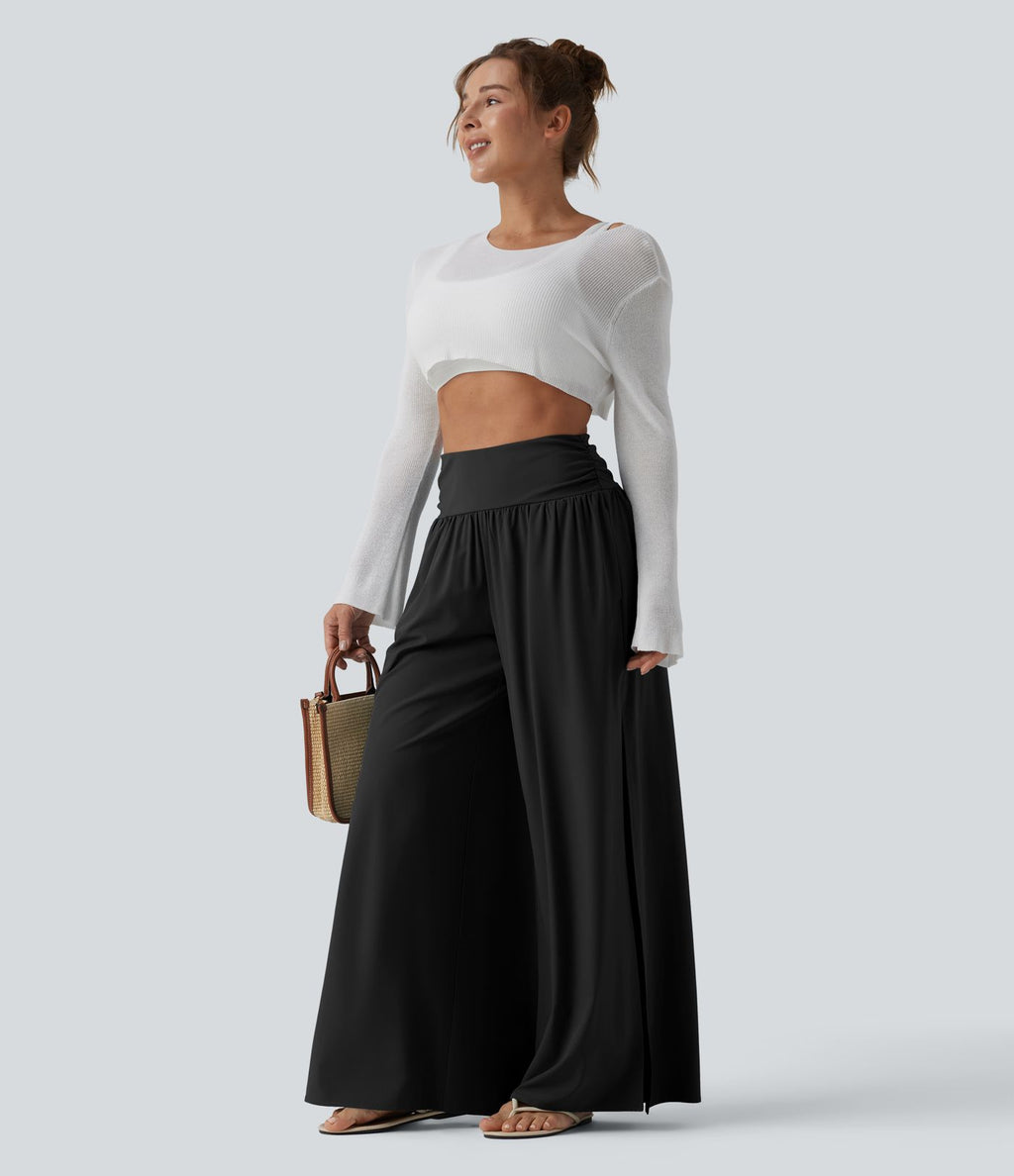 Pantalon fluide Breezeful™ taille haute à séchage rapide avec fronces, fente et poches