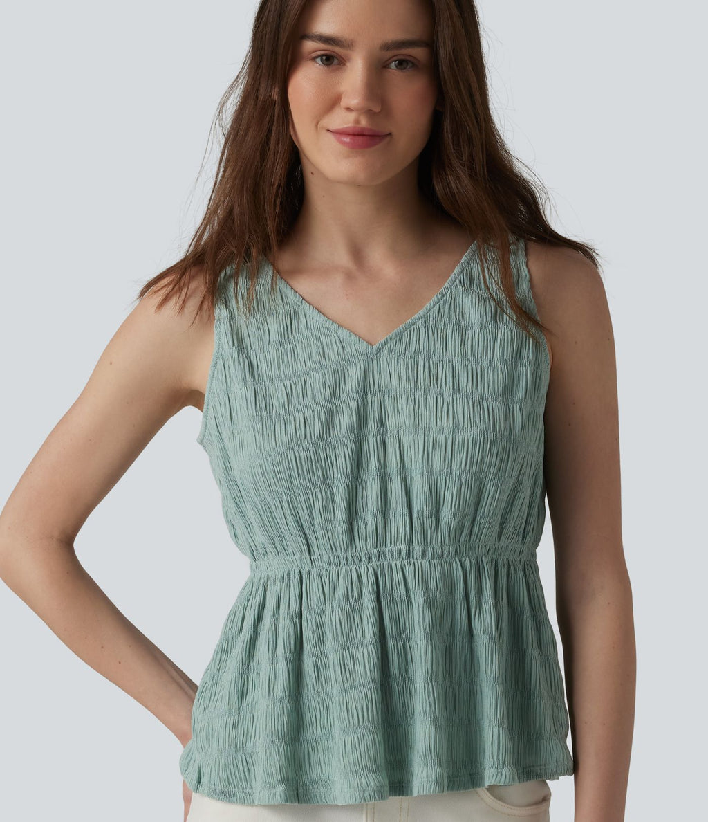 Débardeur casual texturé froissé col V