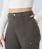 Pantalon cargo randonnée grande taille ajusté uni taille haute DayStretch avec poches zippées