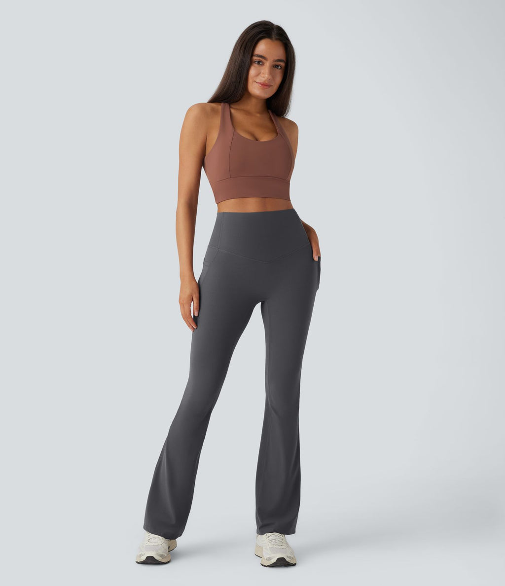 Pantalon de yoga à coupe bootcut gainant taille haute avec poches Halara UltraSculpt™