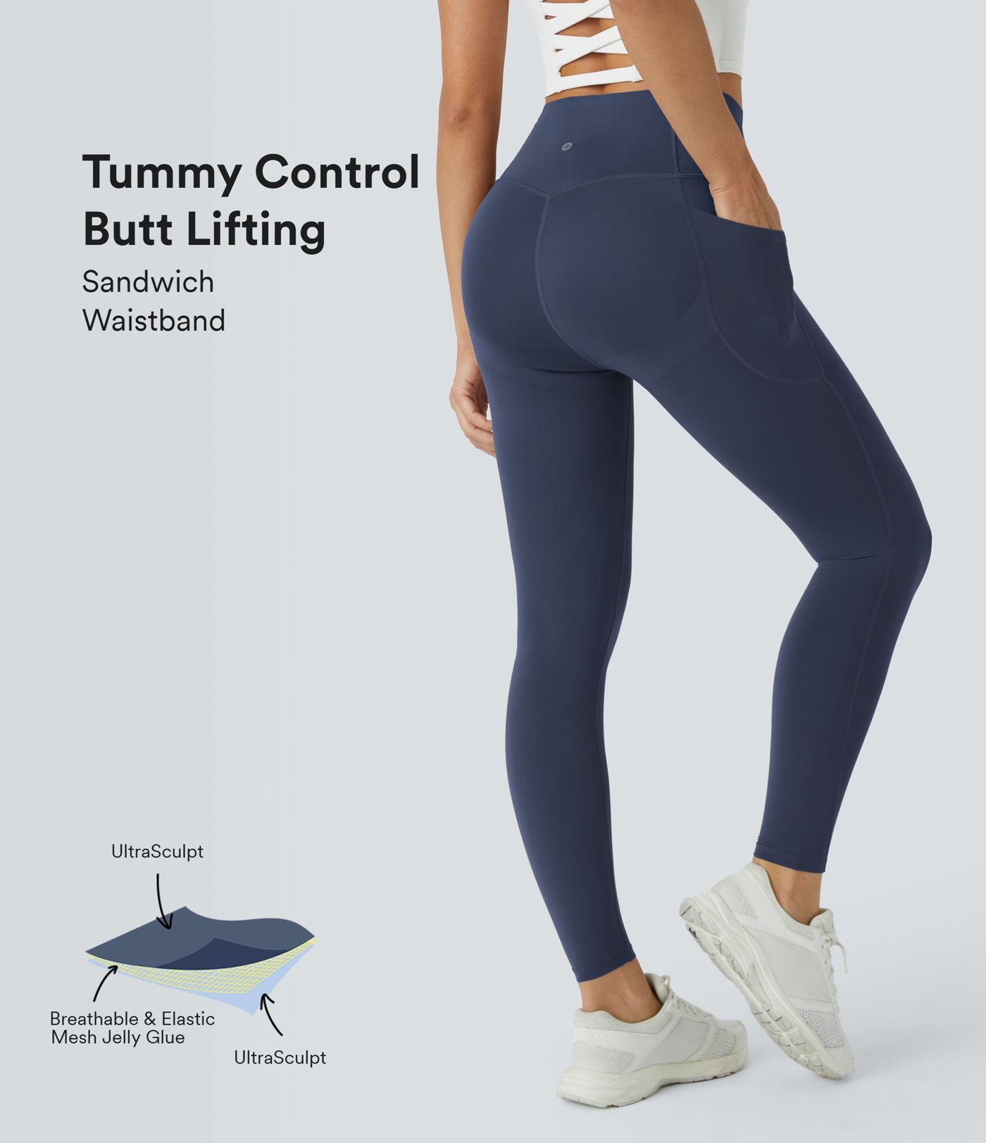 Legging d'entraînement gainant galbant taille haute avec poches Halara UltraSculpt™