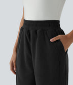 Pantalon de jogging décontracté en velours côtelé à taille haute avec poches latérales