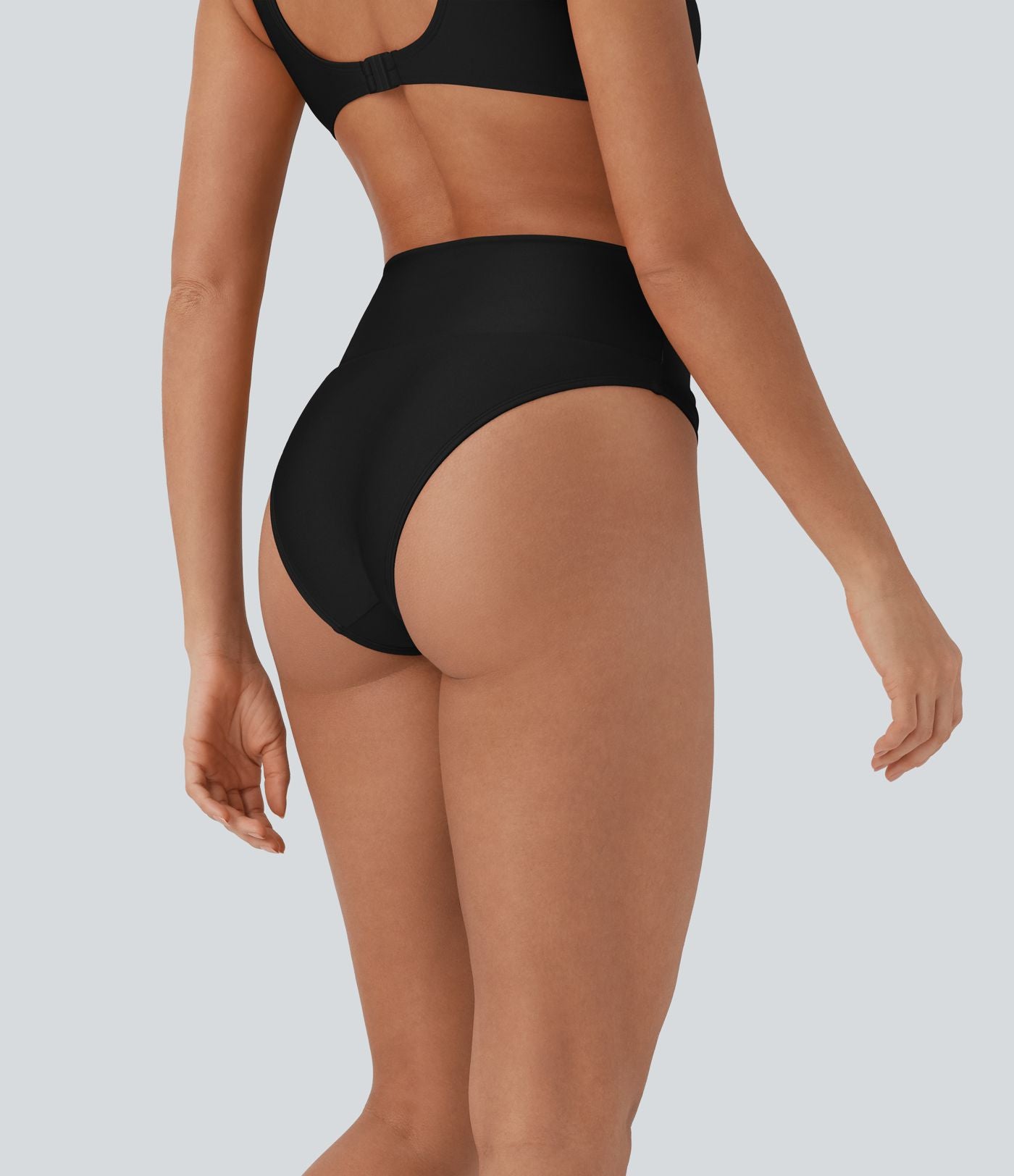 Bas de maillot de bain bikini brillant à taille haute et gainant