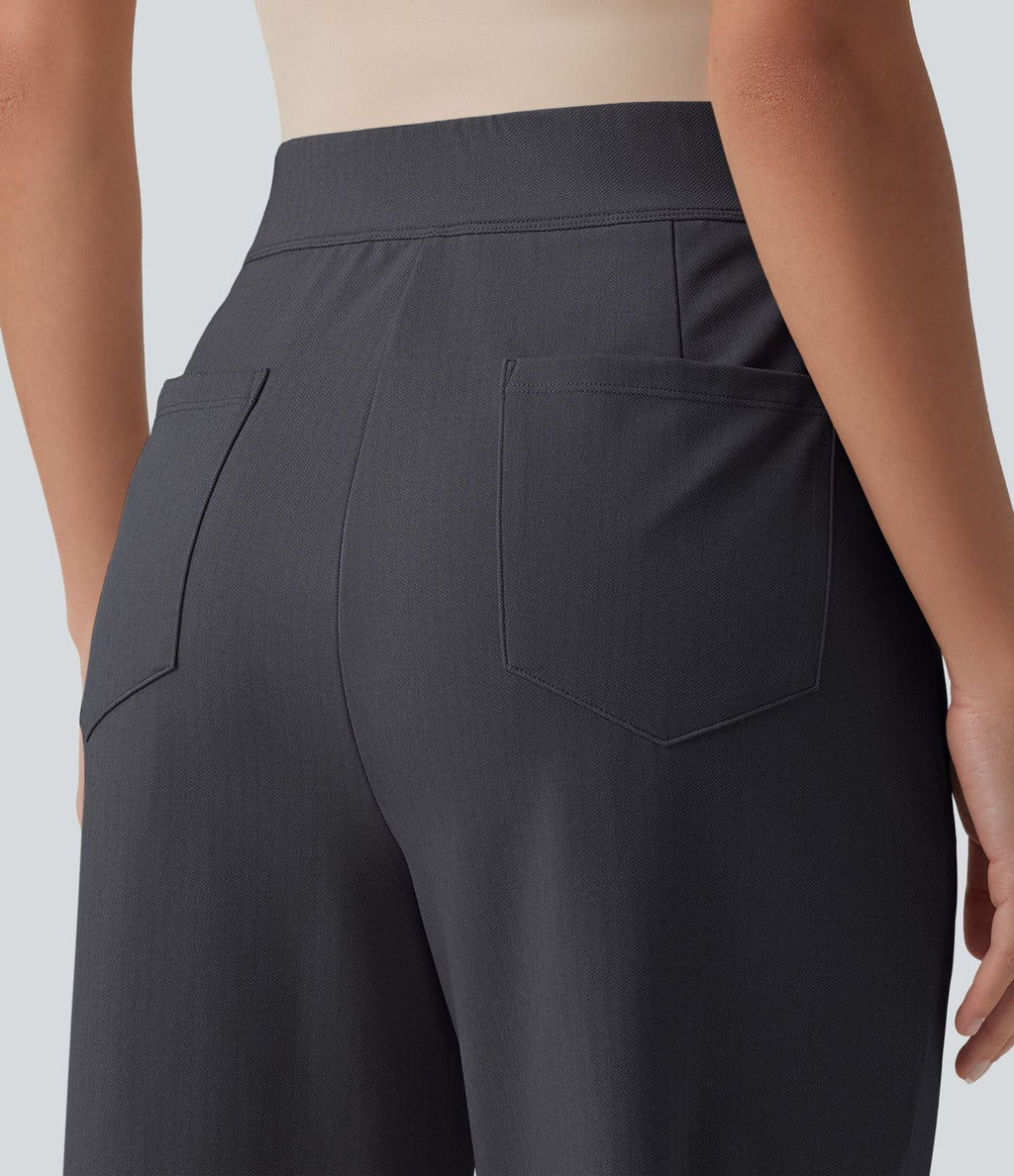 Pantalon tailleur 7/8 fuselé Halara Flex™ à chevrons taille haute avec ourlet arrondi et poches