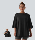 T-shirt décontracté col rond avec poche