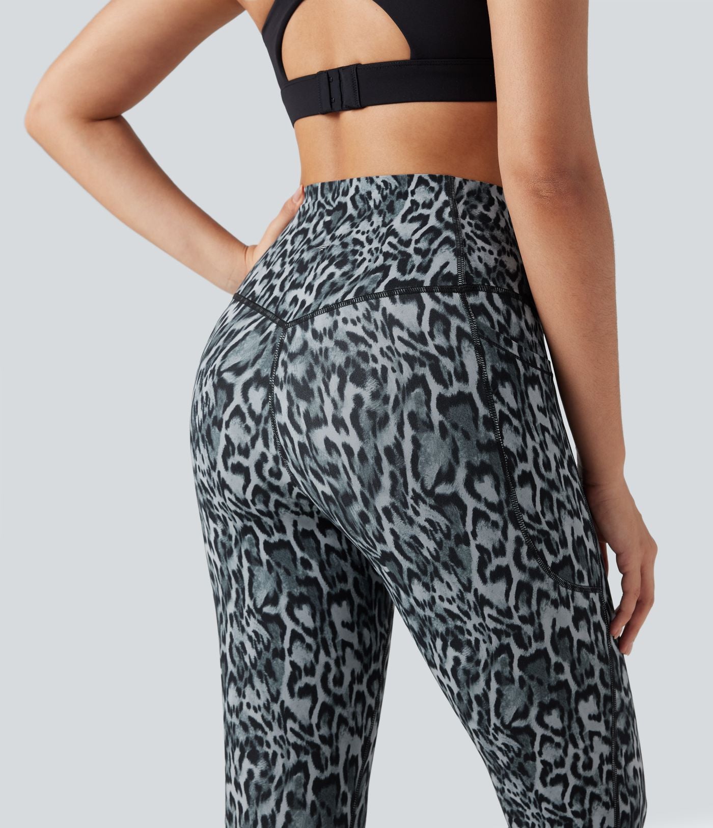 Legging de yoga gainant taille haute imprimé léopard avec poches Halara UltraSculpt™