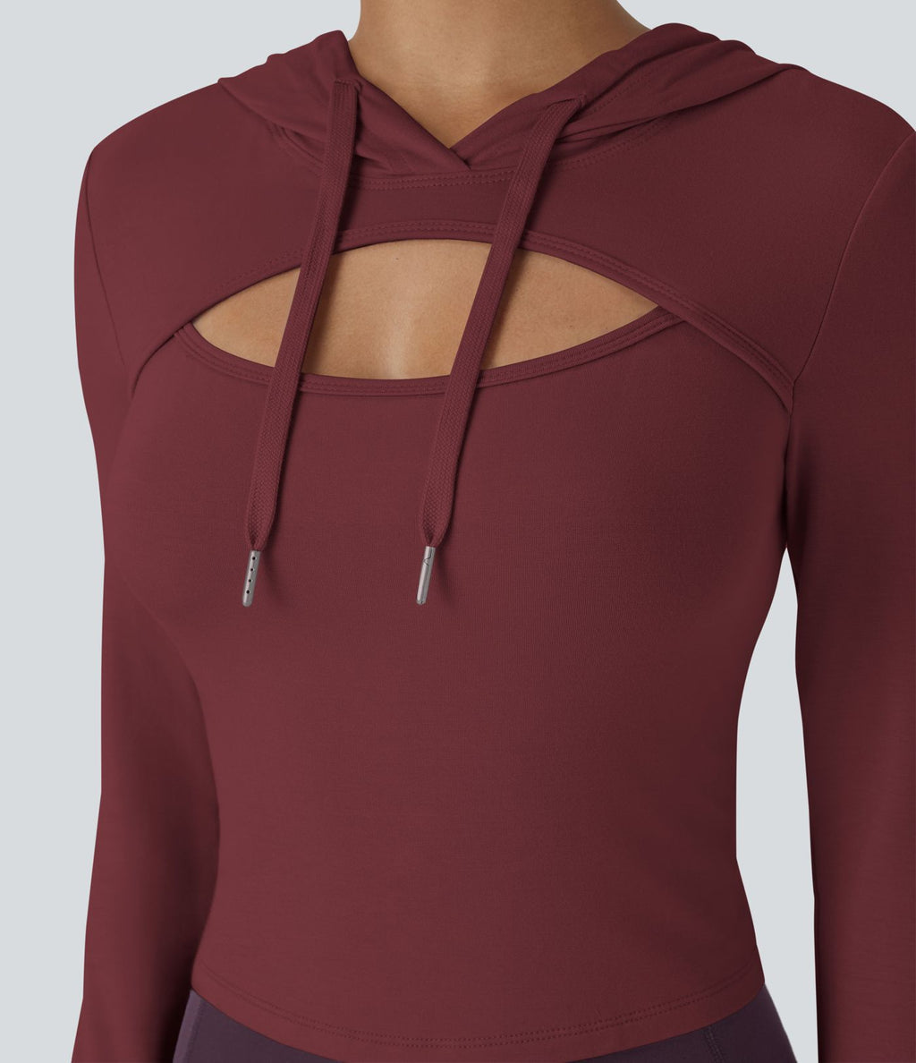 Sweat à Capuche Décontracté avec Cordon de Serrage et Découpes