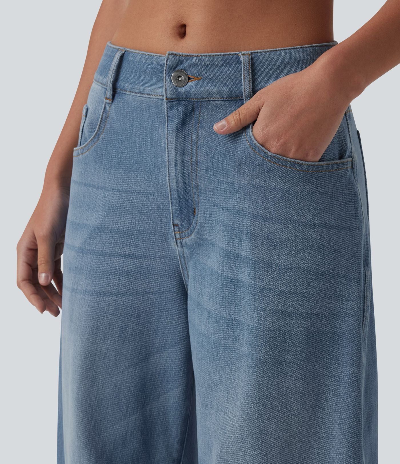 Jean Barrel 7/8 taille basse Halara Flex™ avec poches zippées